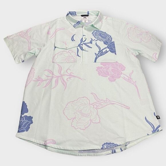 Nike SB Floral Skateboard Polo Shirt Blue Green Pink DM0169-394 Mens size M New - Picture 2 of 10